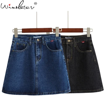 

New Teen Skirt Mini Skirt Girls Women Black Blue A-line High Waist Solid Skirts Summer Clothes falda linea a B03215B
