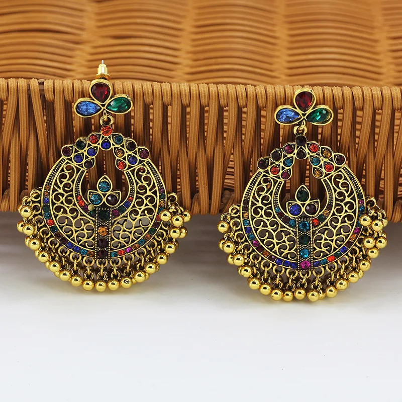 Women Ethnic Bridal Bride Flower Drop Earrings Pearls Jhumka Jhumki