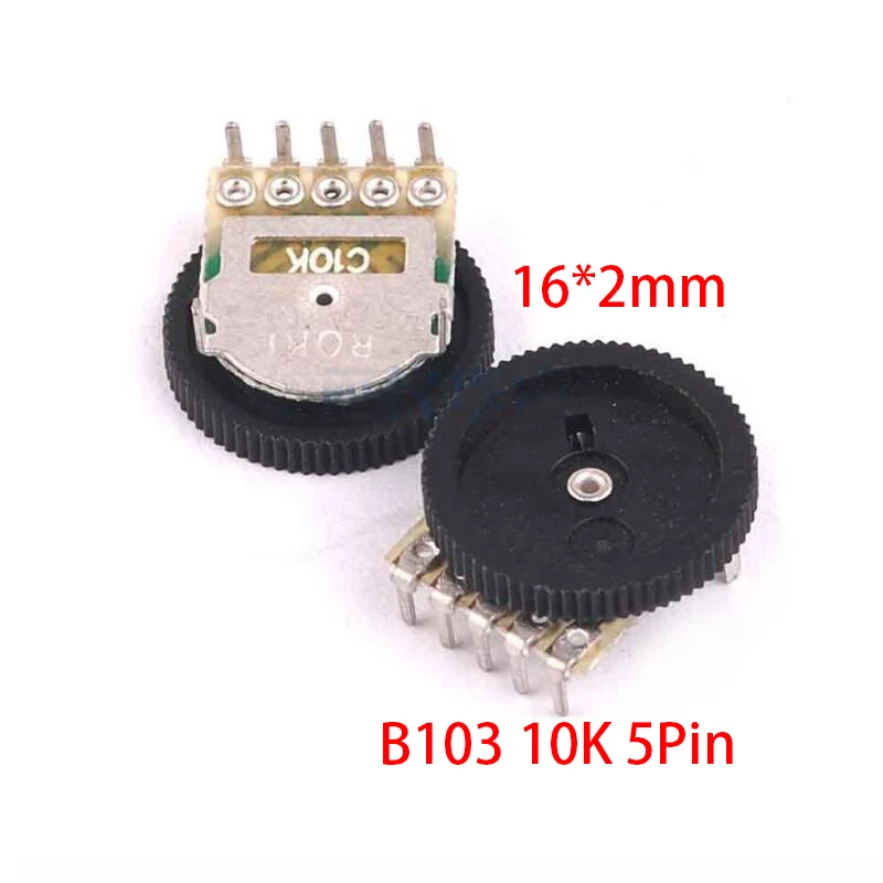 5pcs Double Gear tuning potentiometer B103 10K 5Pin 16*2mm Dial