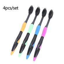 4Pcs/Pack Bamboo Toothbrush Charcoal Toothbrush of Dental Oral Care Soft Brush soft bristle toothbrush