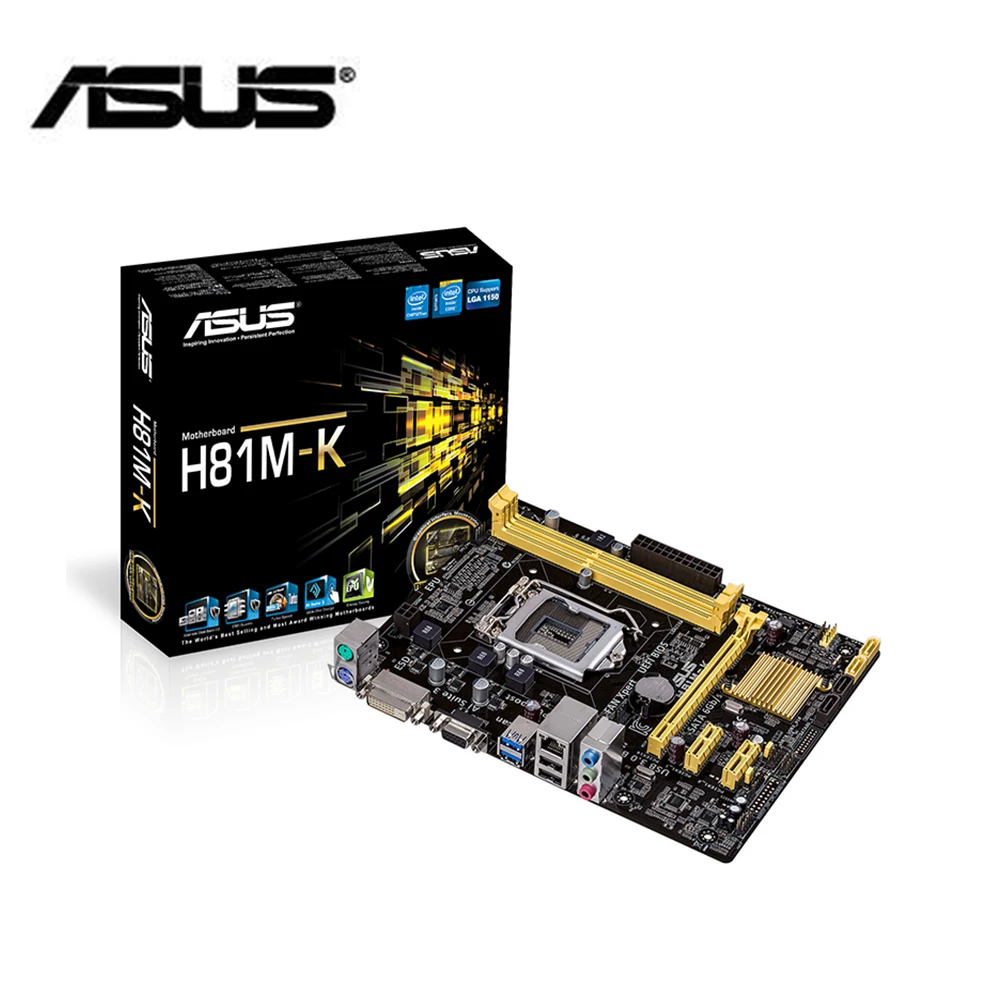 Материнская плата Совершенно новый оригинал ASUS H81M K lga 1150 Intel 2 x DDR3 SATA ssd DVI VGA USB 3 0 uATX