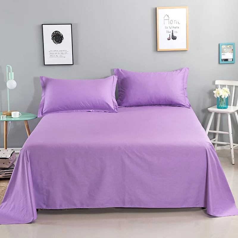 100% Cotton Pure Color Flat Sheet For Children Adults Single Double Bed Flat Bedsheets (No Pillowca