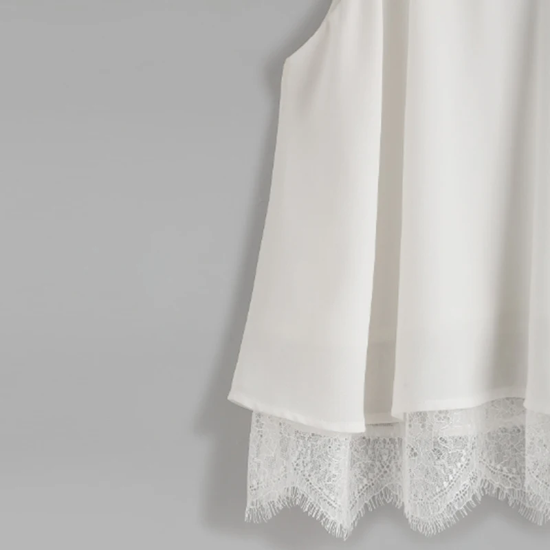 Майка женская Woman Summer Tops Pure Color Straps Chiffon White Camis Lace Vest Top Sleeveless Casual Ladies Crop Tops Tank