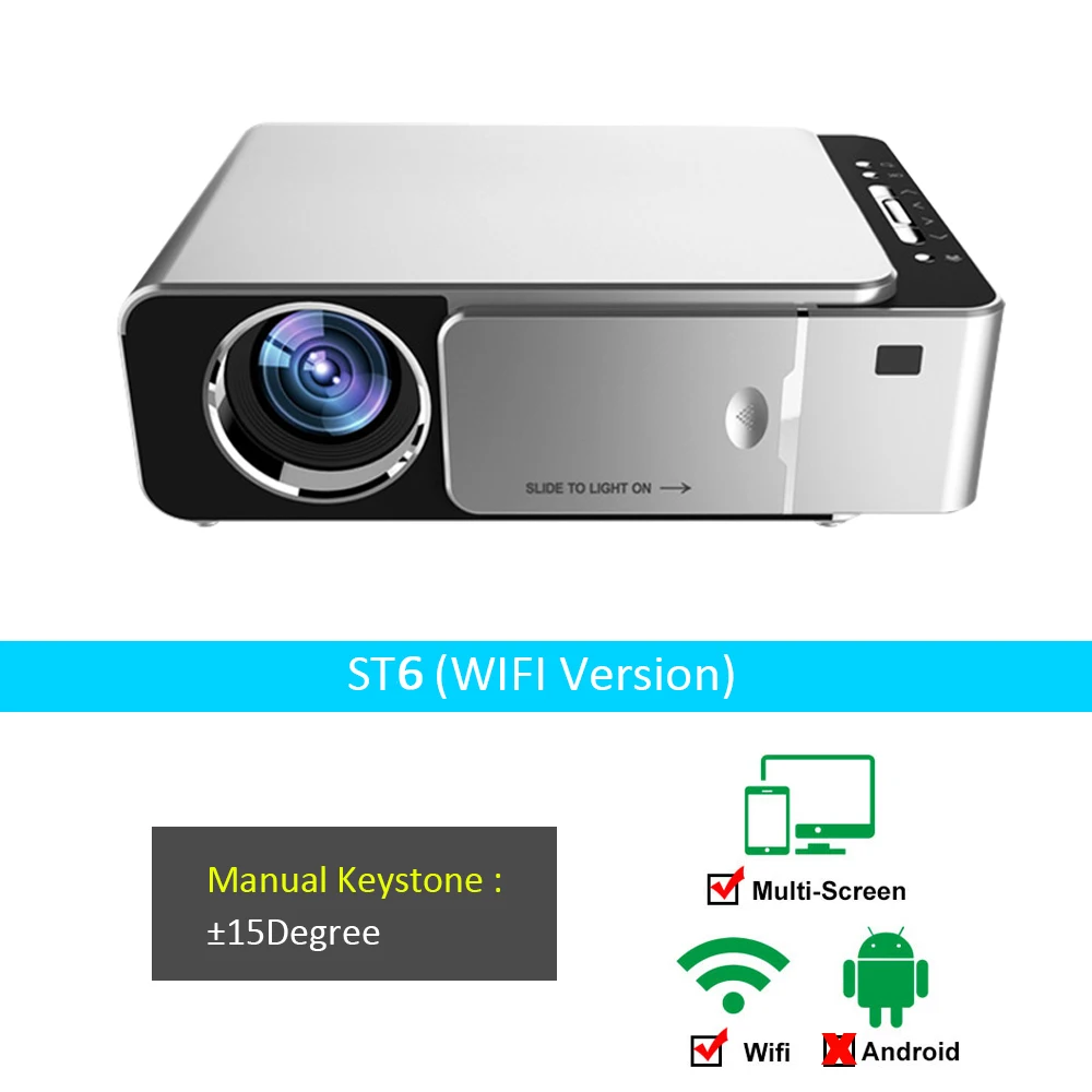 VCHIP ST6 Mini Projector For Home Theater Supports 1080P WiFi TV LED HDMI USB Portable Media Player Smart Phone Beamer With Gift hd projector Projectors