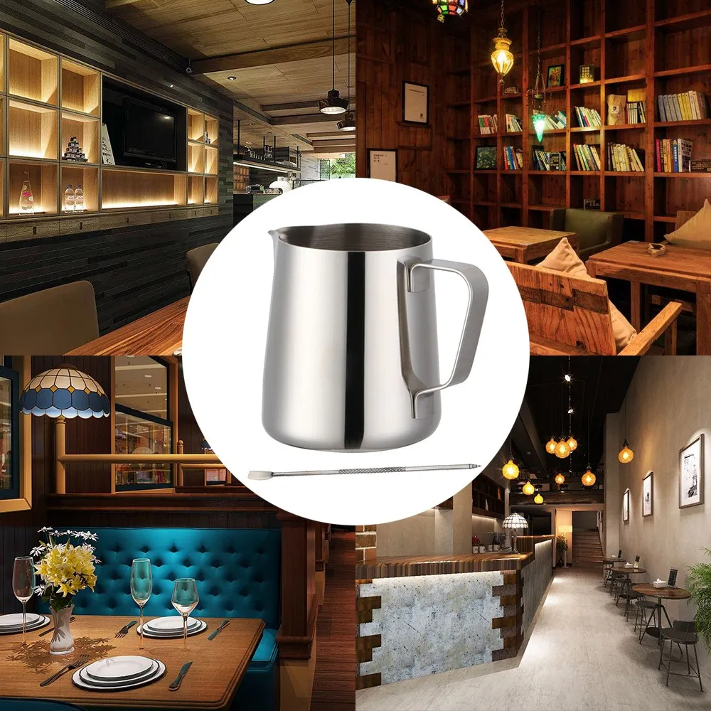 Classic 350ml Coffee Pitcher Pull Flower Cup And Needle 304 Stainless Steel Latte Cappuccino Milk Frothing Pitcher Jug Latte Art