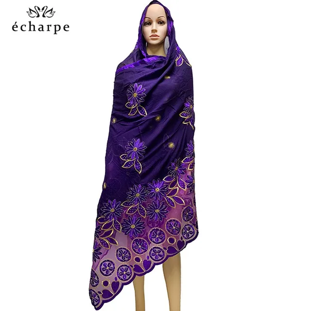 New African Women Scarfs muslim embroidery soft cotton big scarf for shawls wraps pashmina BM937 BM937-6