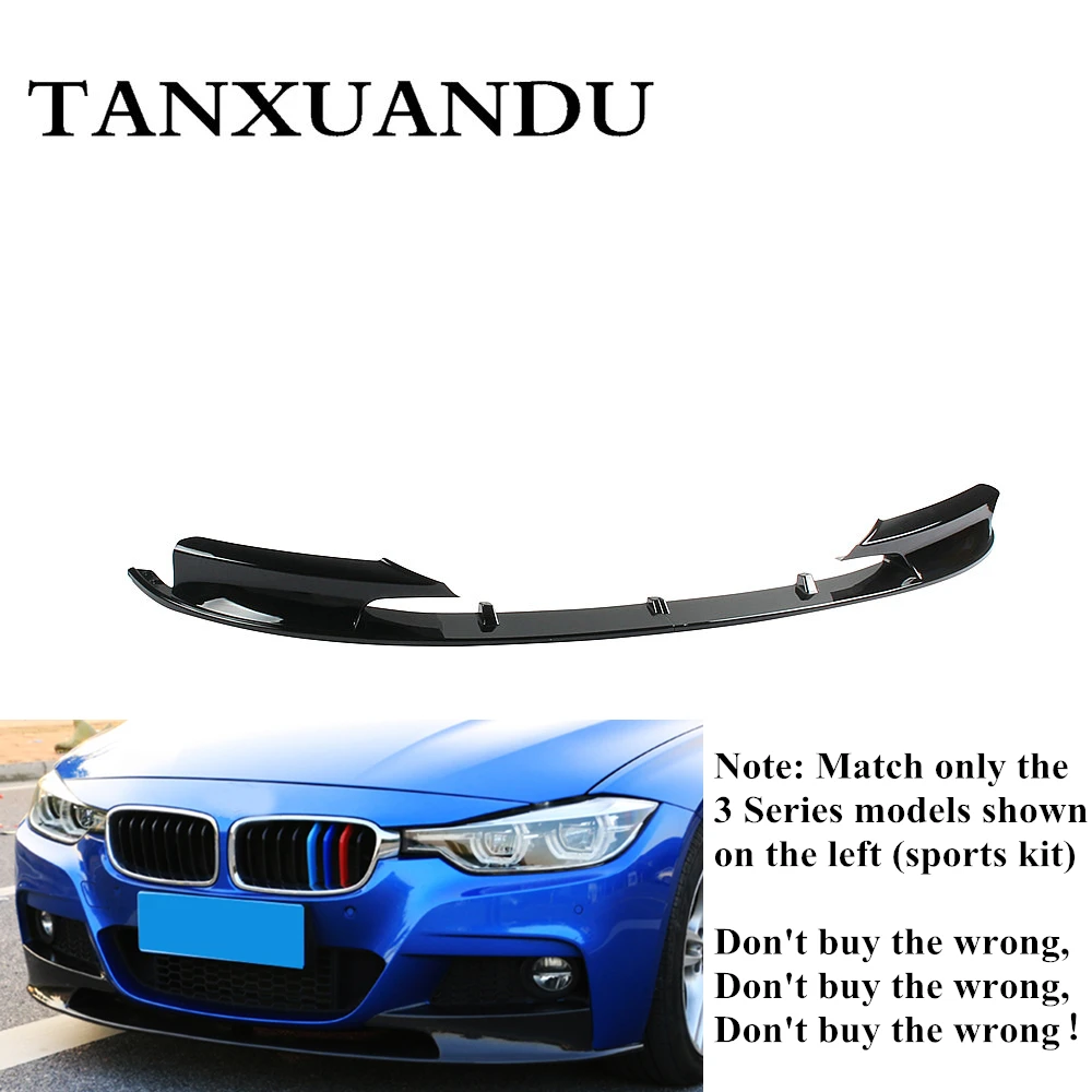 

1026 Painted Gloss Black 2-Stage Front Bumper Lip Spoiler Underbody Wing Sport Kit Style Fit For BMW 3 Series F30 2012-2018