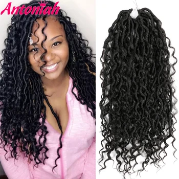 

Antoniah Goddess River Locs Faux Locs Extension Curly Synthetic Bouncy Hair Twist Braids Pre Looped Extension 3colors 24strands