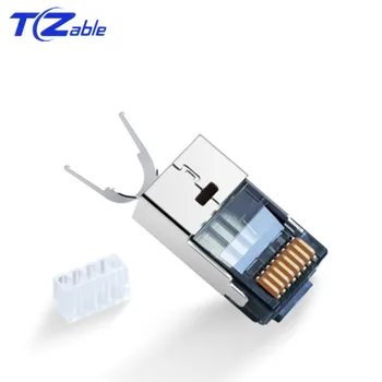 

CAT7 RJ45 Connectors 8P8C Ethernet Connector Metal Shielding Cat 7 Modular Crystal Head 10Gbps Gold Plated 50U Rj 45 Cat7 Plug