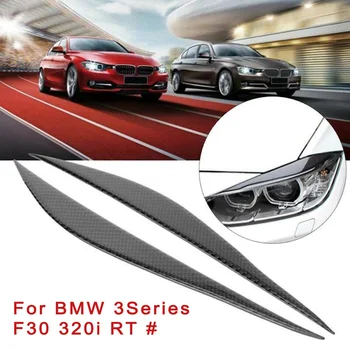 

1 pair 2pcs Black Carbon Fiber Headlight Eyebrow Trim Strap Sticker Covers for BMW 3 Series F30 F34 320i 316i 325i 2013-2017
