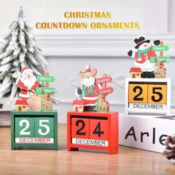 

2020 Decoration Christmas Wooden Calendar Ornaments Countdown Cartoon Elk Mini Desktop Set Navidad DecoracióN рождество
