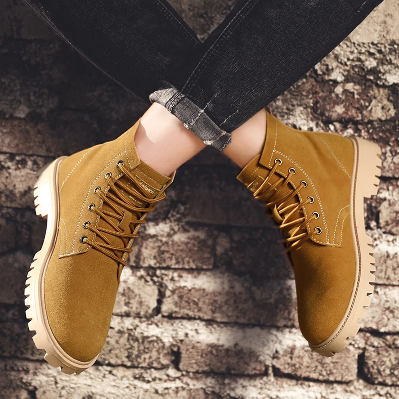Лидер продаж; зимние мужские ботинки; высокие модные уличные Ботинки Martin; botas hombre; Мужская Удобная мягкая износостойкая обувь; KLYWOO