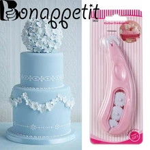 1 шт., розовая Кондитерская машина для резки помадки, форма для торта, роликовый резак для печенья, форма для выпечки, тиснение, форма для украшения торта, бытовой кухонный инструмент