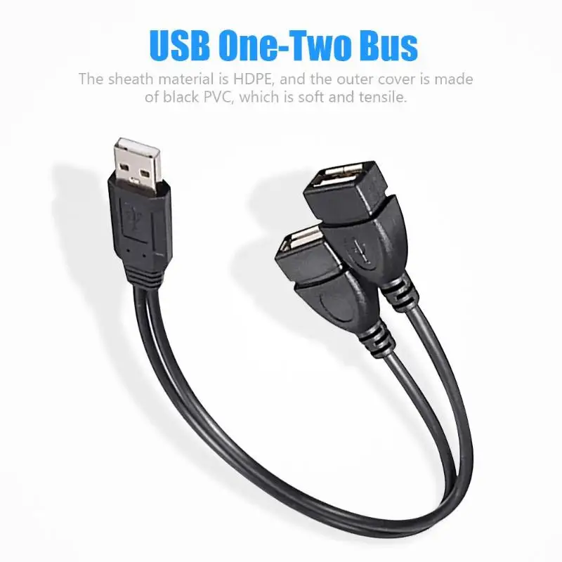 30 см USB2.0 штекер-двойной USB Женский usb зарядный кабель питания удлинитель Высокое качество USB Y сплиттер plug and play