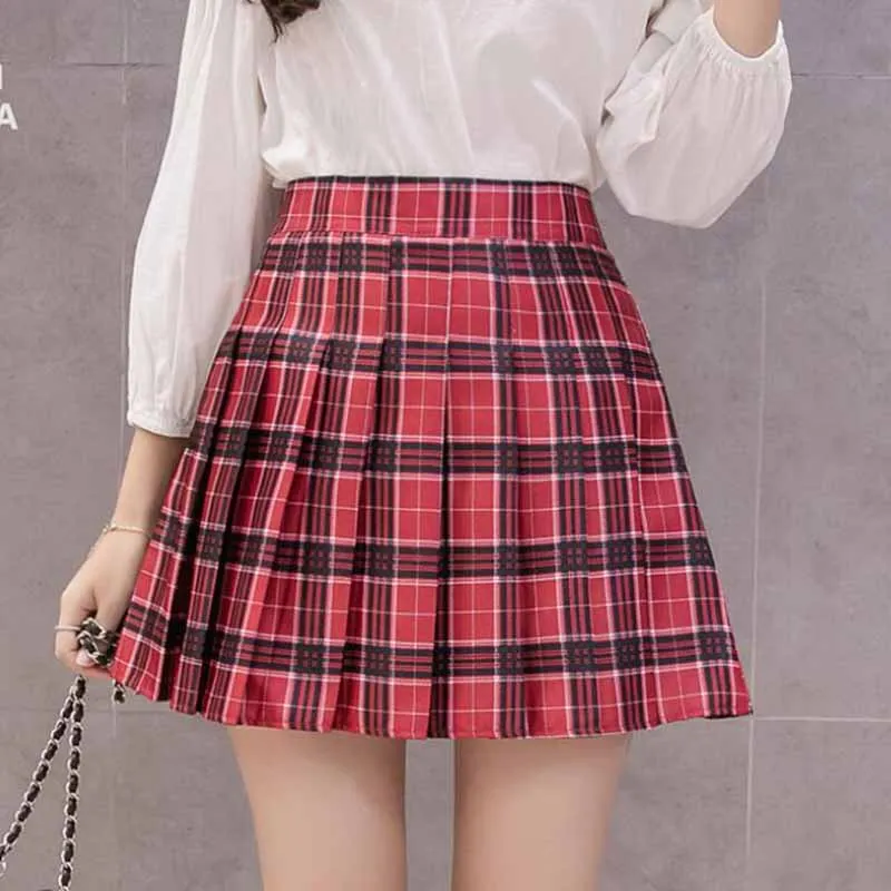 Women Skirt Preppy Style High Waist Chic Stitching Skirts Summer Student Pleated Skirt Women Cute Sweet Girls Dance Skirt