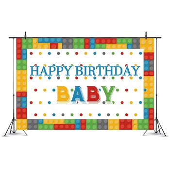 

Building Blocks Party Backdrops Baby Shower Kids Birthday Party Decoration Wall Sticker Poster Photography Background Props