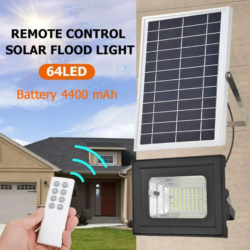 

64/112LED Solar Flood Light Waterproof Garden Street Lamp w/Remote Control