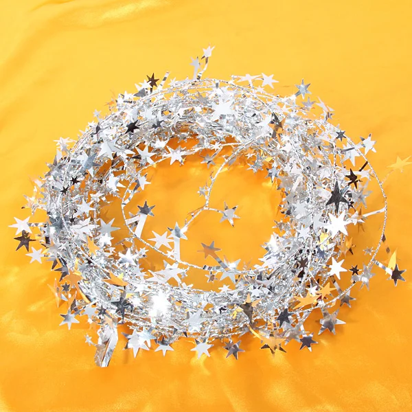 Star Wire Garlands Decorative Glittering Tinsel Garland Wreath, 5 Colors Choices
