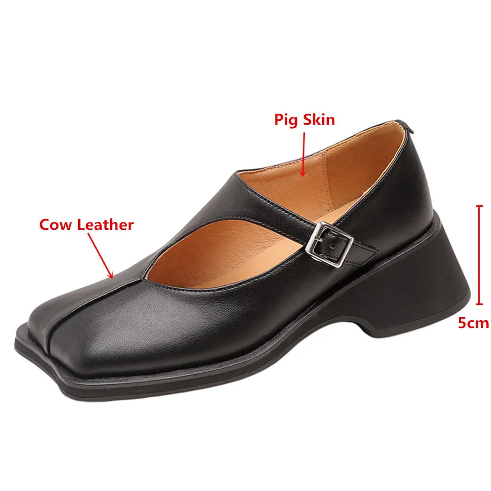 Aucegi zapatos de tacón bajo y para calzado elegante de punta cuadrada con hebilla y de temporada primavera|Zapatos de tacón de mujer| - AliExpress