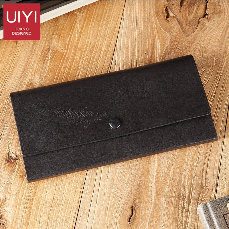 

2019 new men's and women's fashion simple long leather wallet multi-card large capacity handbag embossed feather casual
