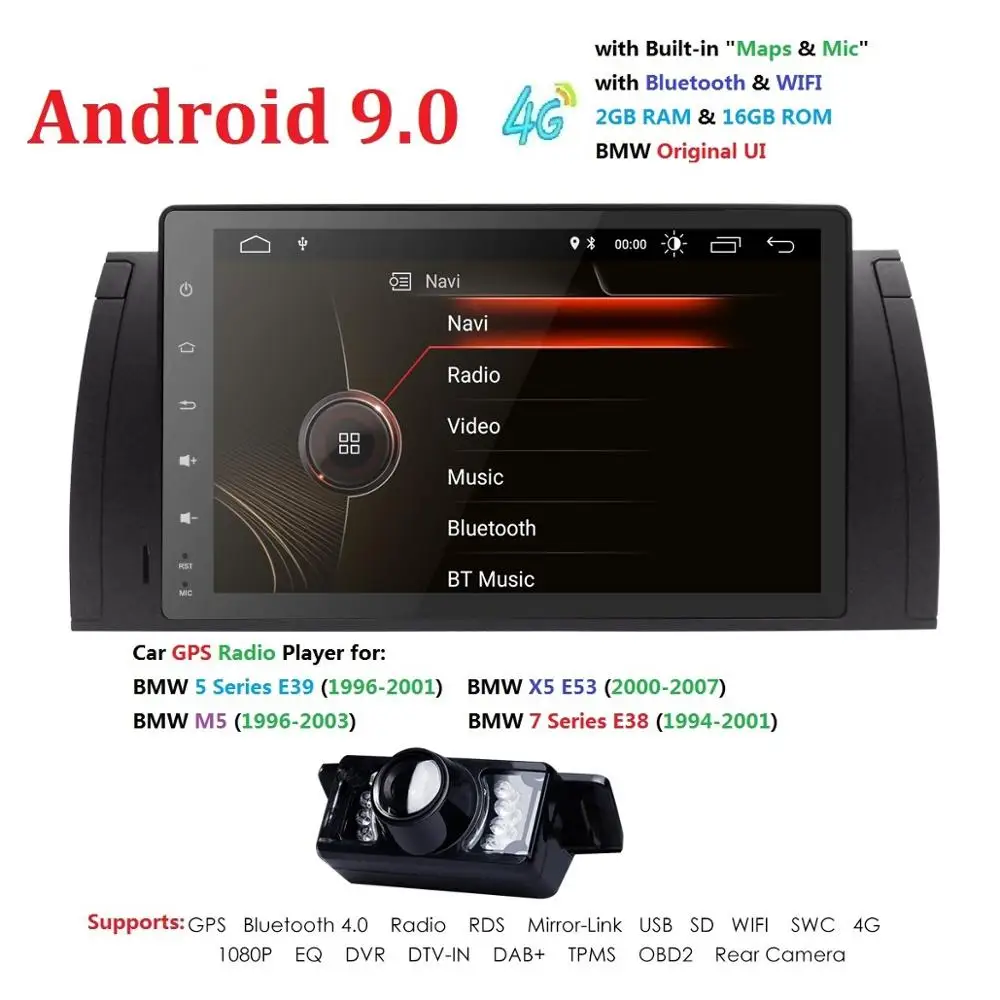 Android 9 01 Din Авторадио для BMW E39 X5 E53 E38 M5 мультимедиа без dvd плеер аудио стерео