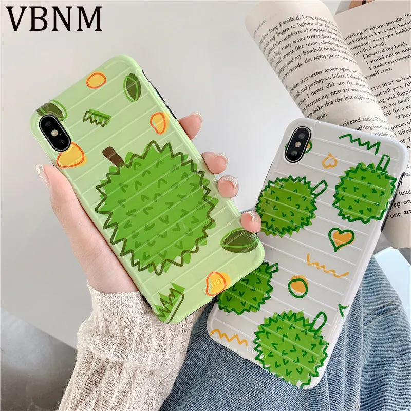 

Cute Durian Strip Non-slip Phone Case for iPhone XS Max X XR XS Matte Soft Silicone TPU Case for iPhone 8 Plus 7 6 6s Plus Cover