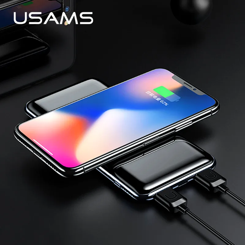 

USAMS Qi Wireless Power bank 10000mAh PowerBank QC 3.0 18W PD Fast charge Portable External Battery for iPhone Samsung S9 Xiaomi