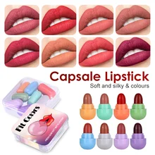 8 Colors Cute Mini Lipstick Set Matte Velvet Capsule Waterproof Lipstick Cosmetic Gift Long Lasting Easy Color Lipstick Tools