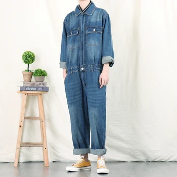 

2020 new trendy men's fashion denim jumpsuit suit men's spring and autumn multi-pocket loose overalls trousers