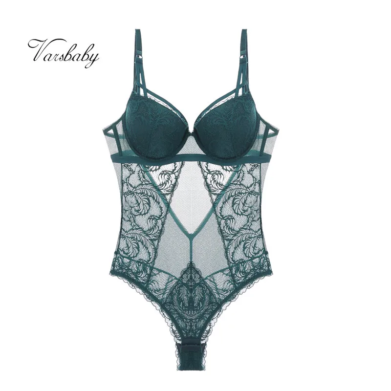 Varsbaby, глубокий v-образный вырез, узкая талия, цельный комплект прозрачного нижнего белья с вышивкой, пуш-ап, полые кружева, пряжа, форма тела, комплект нижнего белья