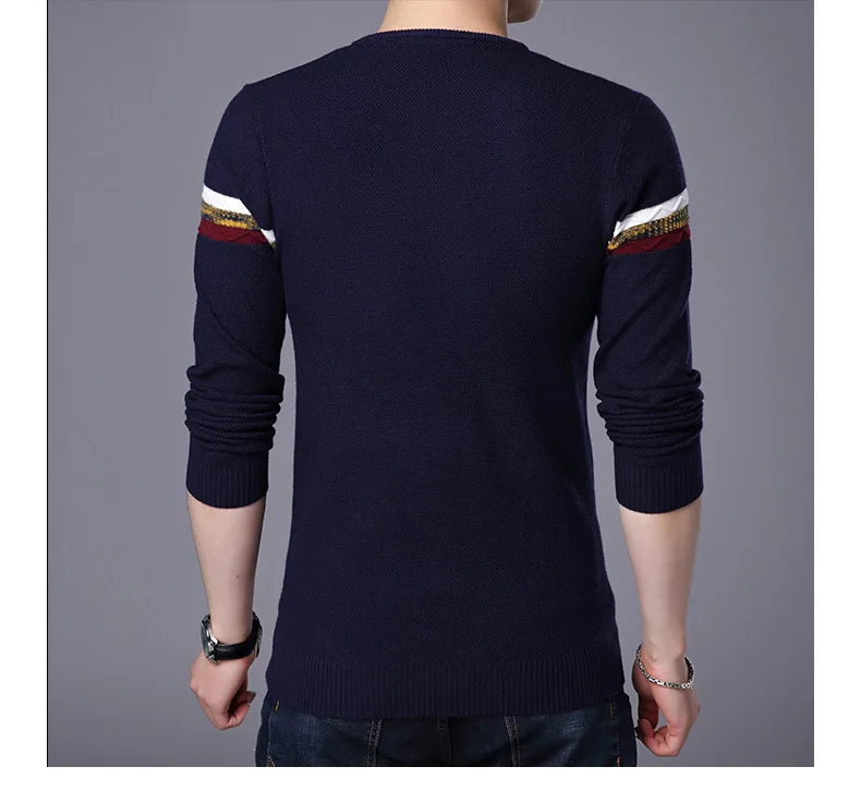 Новые осенние повседневные мужские свитера с v-образным вырезом Slim Fit Лоскутные мужские свитера хлопковые пуловеры мужские свитера с v-образным вырезом