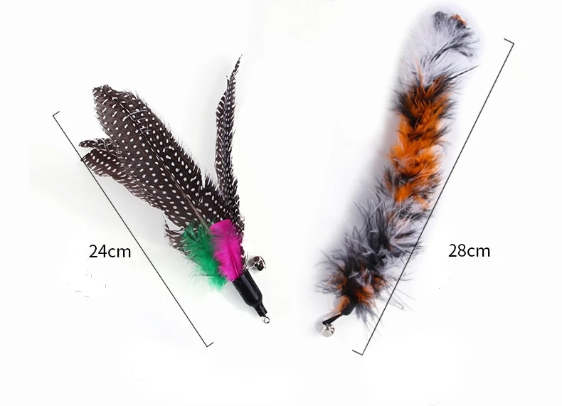 12 Pcs Funny Cat Toy Set Colorful Feather Replacement Interactive Cat Toys Kitten Feather Teasing Wand Toy Fishing Rod Gatitos