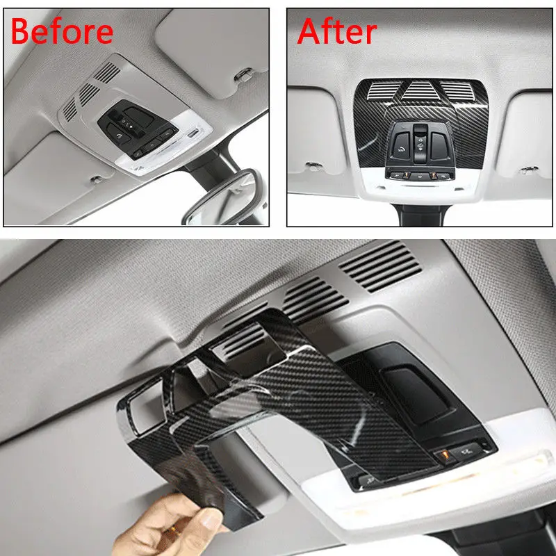 Car Interior Front Reading Light Cover For BMW F48 F15 F16 F30 F34 F45 F46 X1 X2 F47 X5 X6 Carbon Fiber Plastic frame stickers