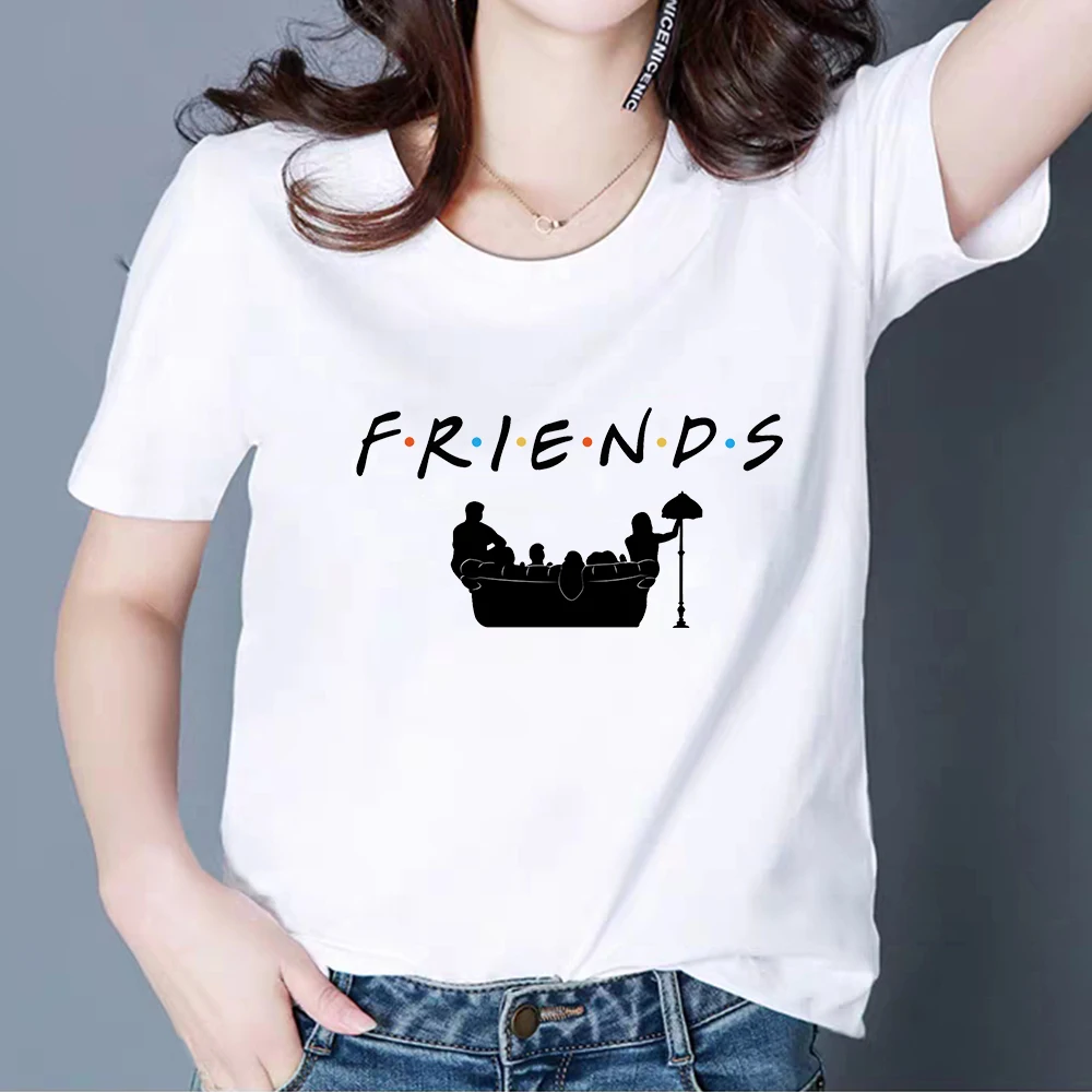 

Summer Vintage FRIENDS Print Tshirt Loose Artistic Lazy Quirky Punk Hip Hop Oversized T shirt Fun Harajuku Versatile T-shirt