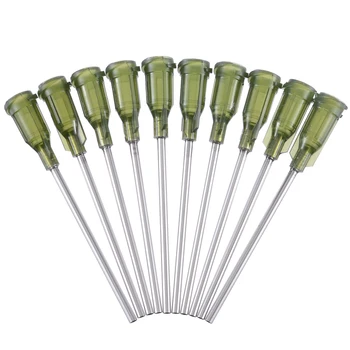 

10pcs Olive Green Dispensing Needles Syringe Tip Needle 1.5" Length 14 Gauge Syringes for Mixing Liquid
