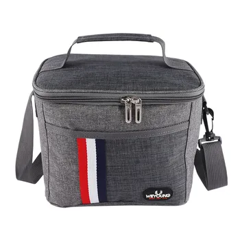 

WEYOUNG Portable Insulation Bag, Aluminum Foil Thickened Striped Lunch Bag, Picnic Insulation Bag for Student,1Pcs,Gray