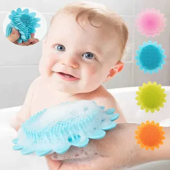 

Newborn Baby Flower Shape Baby Shower Brush Soft Silicone Body Brush Infant Toddle Kids Bath Brushes Shower Accessories D30