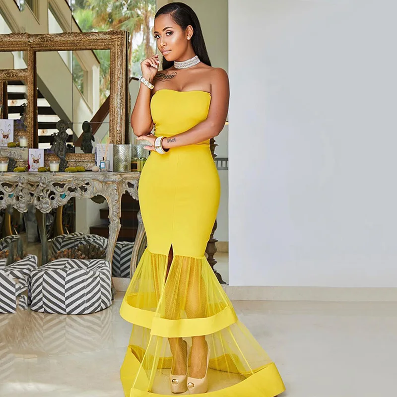 plus size yellow evening gowns