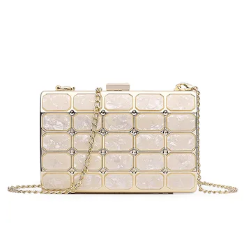 

Fashion Shoulder Bag Women Evening Clutch Bag Acrylic Female Crystal Day Clutch Chain Wedding Purse Party Banquet Blue Gold Pink