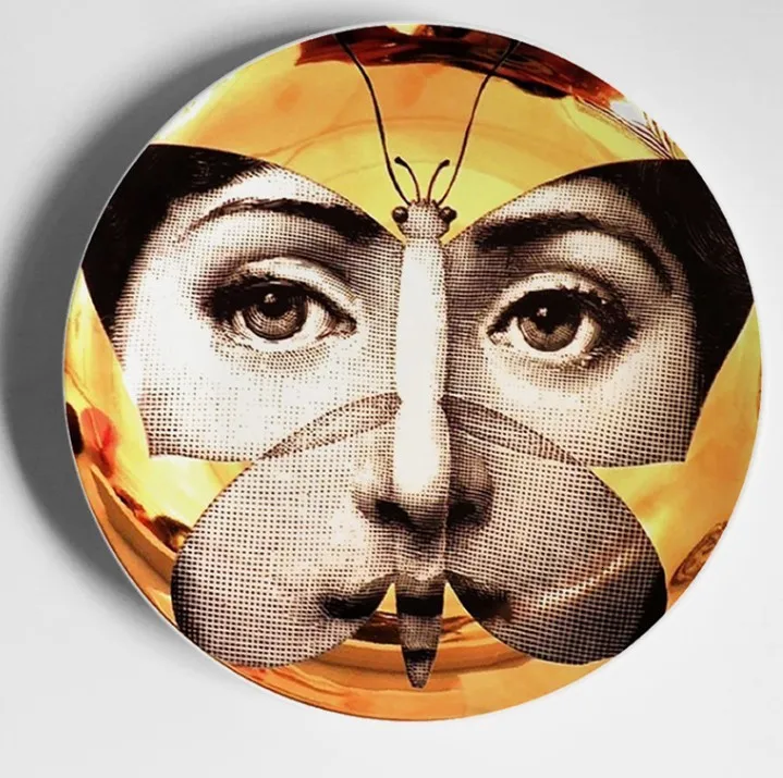 17 Керамическая тарелка Fornasetti, настенная, декоративная тарелка, креативный дизайн, Классическая, элегантная, для бара, отеля, домашнего декора, настенные, подвесные тарелки - Цвет: 17
