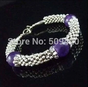 free shipping &gt&gt&gt&gt&gtWholesale!!10pcs TBeautiful Jewelry Tibet Silver Amethyst bead Bracelets | Украшения и аксессуары