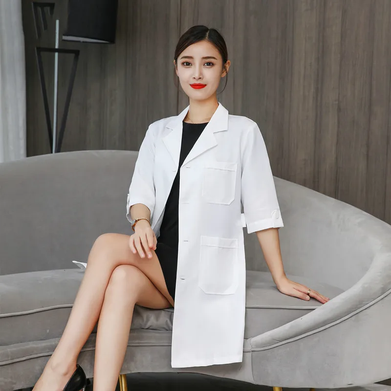 

High-end Korean Version White Coat Female Seven Autumn And Winter Plastic Skin Management Semi-permanent Pattern Embroiderer Bea