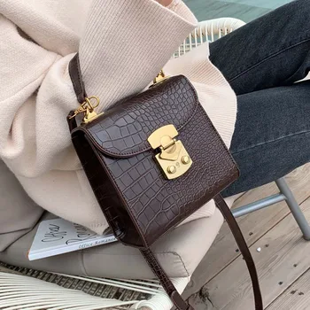 

Mini Stone Pattern PU Leather Crossbody Bags For Women 2020 Lock Designer Shoulder Messenger Bag Female Travel Handbags