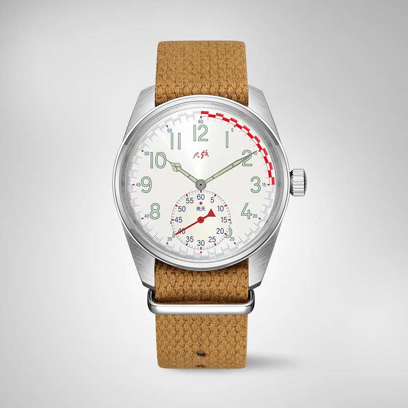 Merkur Mens Watches Retro Men Luxury Watch Hand Wind Orologio Da Polso Meccanico C3 Luminoso 50M Cinturino In Nylon Impermeabile M01X