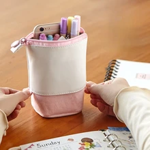 

Pen Bag Pencil Case Cartoon Cute Solid Color Fold Standing Holder Stationery Organizer Kids Gift Pencil Pouch School Supplies