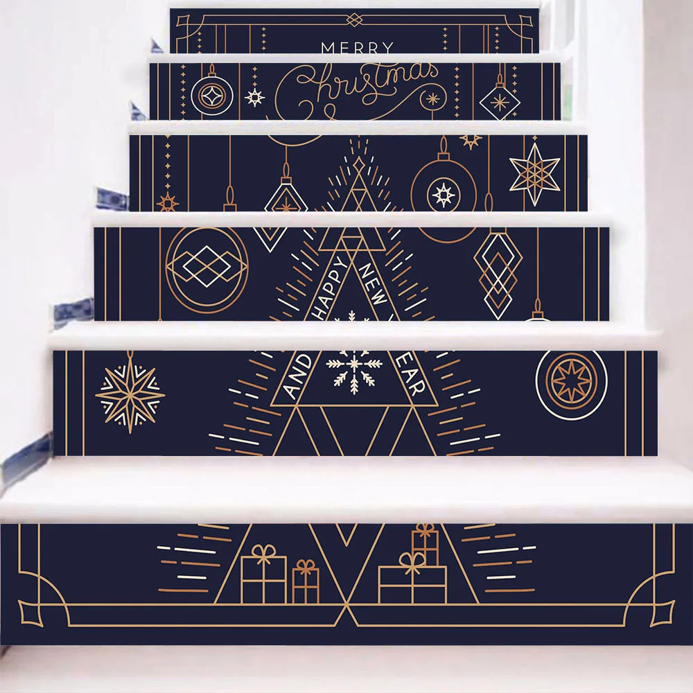 6 шт./13 шт. Простые рождественские виниловые Стикеры для лестницы украшения дома DIY полы водонепроницаемые лестницы фрески наклейки для обоев