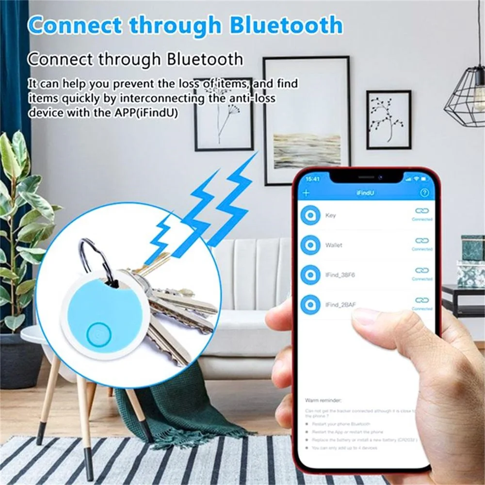 New GPS Tracker Anti lost Keychain Bluetooth Key Finder Positioning Search Bi Directional Alarm Waterproof Reminder