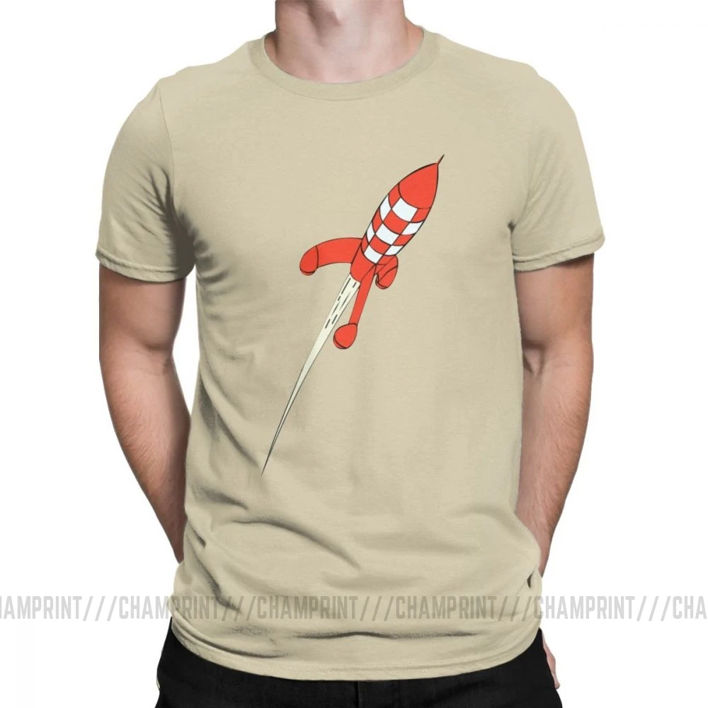 Tintin назначение луна ракета Мужская футболка Приключения Тинтина Новинка футболки с коротким рукавом футболки хлопок одежда - Цвет: Хаки