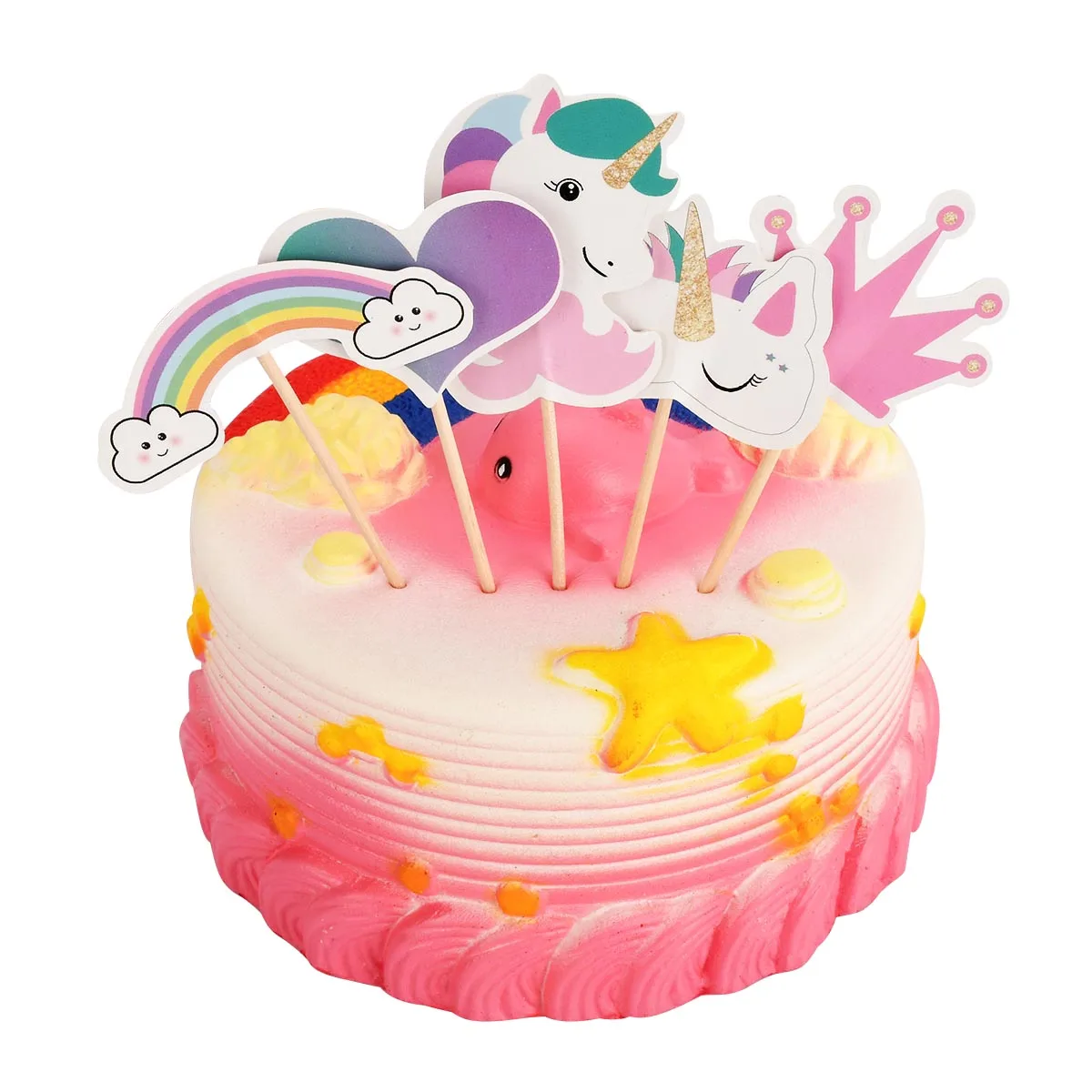 24PCS DIY Rainbow Unicorns Cupcake Toppers For Kids Baby Birthday Cake Toothpick Party Cup Decorative | Дом и сад