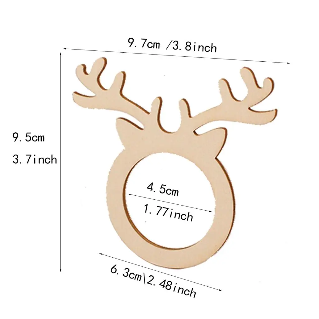 10pcs Wooden Deer Head Napkin Holder Rings F/ Banquet Christmas Luncheons